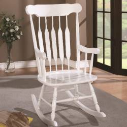 Rockers Wood Rocking Chair with White Finish and Slatted Back